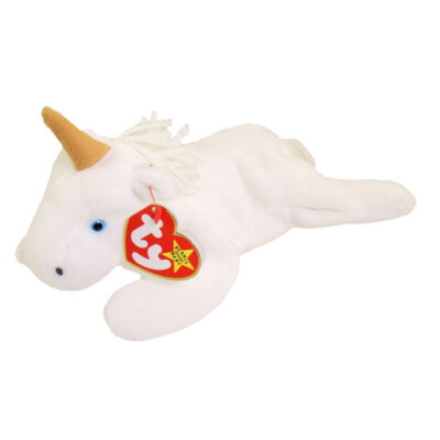TY Beanie Baby MYSTIC the Unicorn (tan horn yarn mane) (8 inch)  MWMT's 8421040070|