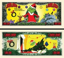 The Grinch Million Dollar Bill Play Funny Money Novelty Note + FREE SLEEVE