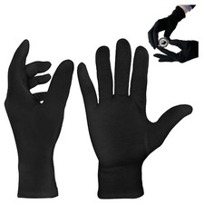 Baumwollhandschuhe schwarz - Damen Herren dunn, atmungsaktiv, 2 Stk