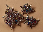 Vintage 1960 Sarah Coventry Red DAZZLING AURORA Borealis AB Brooch/Earrings Set — photo 3