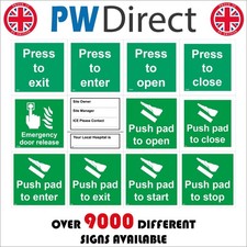 Sign Fire Safety Security Hand Touch Pad Button Switch Open Exit Enter GSQ140R