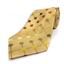 BCBG Attitude Luxury Tie Gold Polka Dot Silk Necktie 60" x 3.75" Ships Fast 