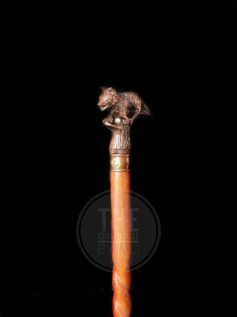 36'' Solid Brass Running Fox Head Handle Victoria… - image 2