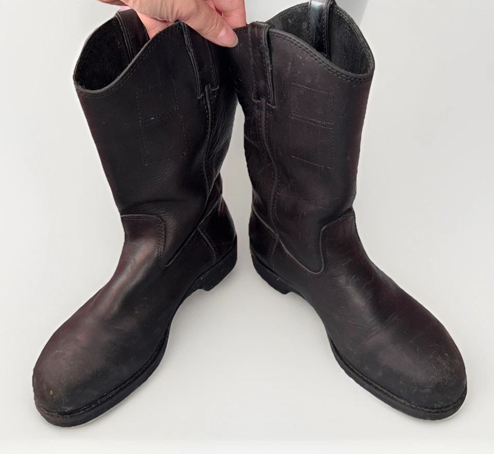 Botas de motociclista negras de cuero con puntera de acero para hombre DURANGO Westernwear talla 9,5 Foto 3 de 4