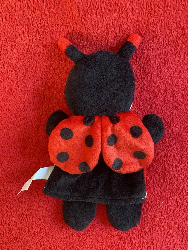 🇫🇷 Doudou Marionnette Coccinelle Ailes Rouge Pois Noir Neuf Jamais Utilisé - Photo 4/4