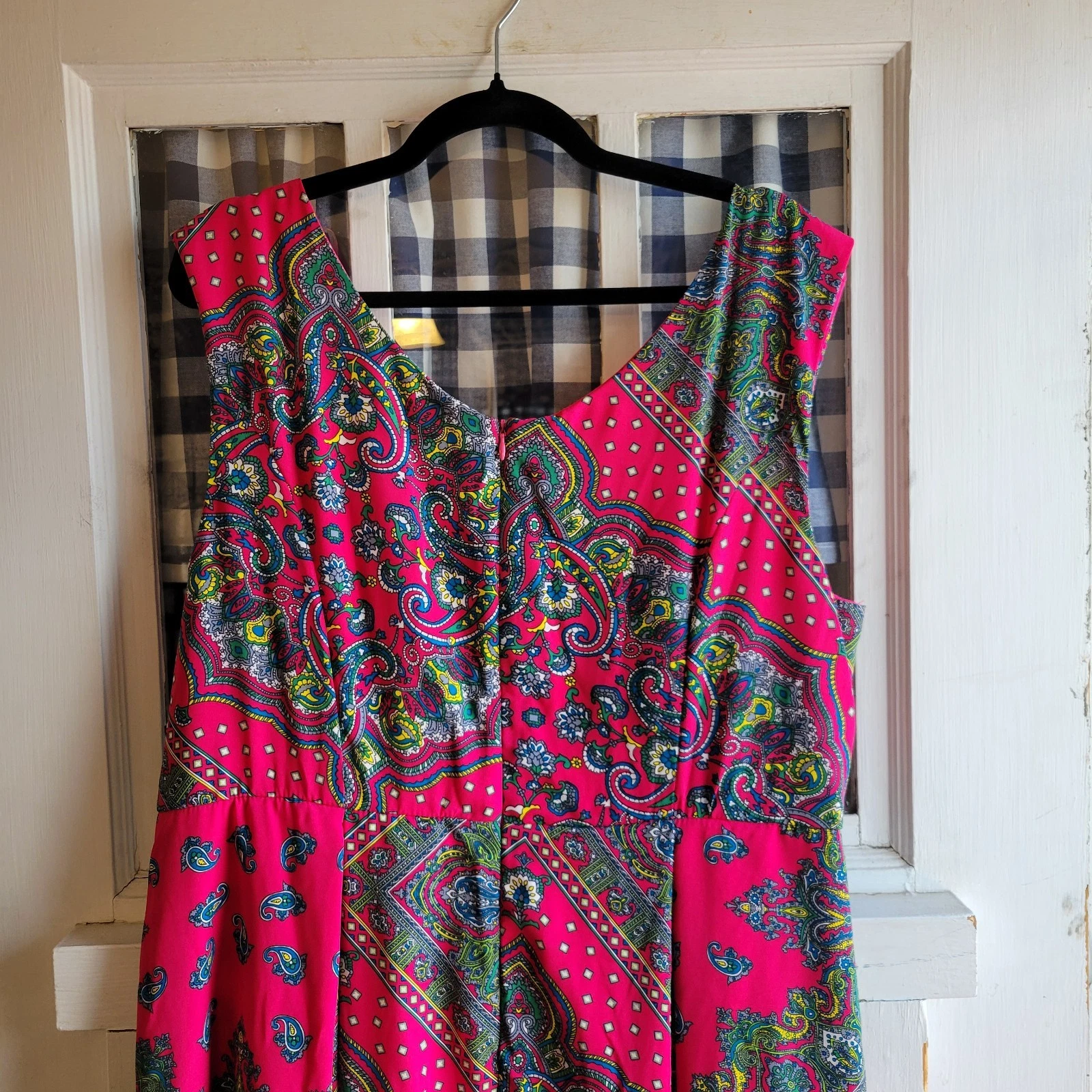 VETEMENTS Abito smanicato paisley multicolore rosa stella gialla donna taglie forti 2X