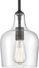 Modern Farmhouse Pendant Light Black Glass 6.9 in R043