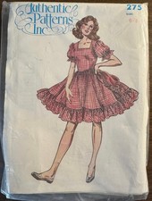 Authentic Patterns Western Square Dance Dress Ruffled Skirt 275 UNCUT Sz 6-8-10
