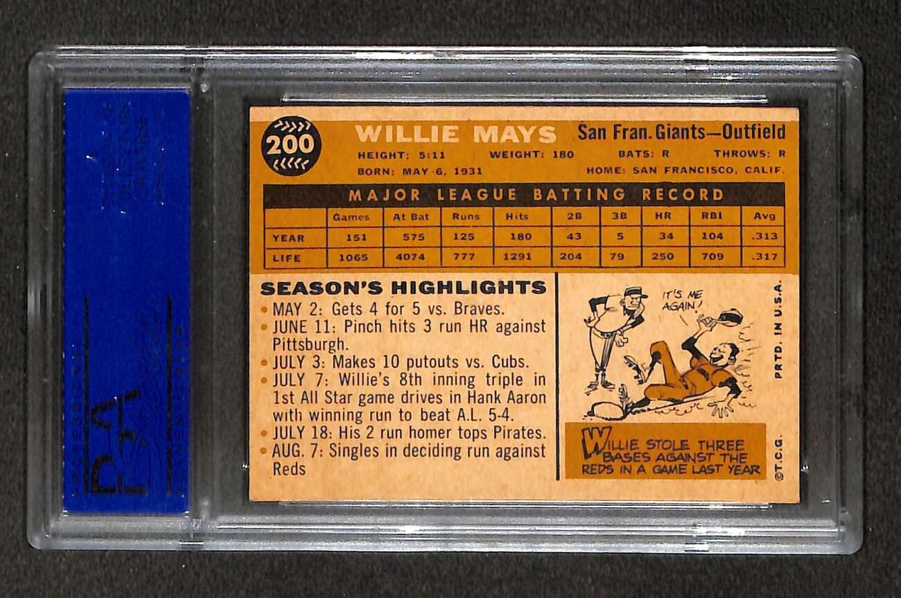 1960 Topps #200 Willie Mays HOF PSA 5 EX C106708 view 2