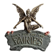 Home Don't Piss Off The Fairies House Marker, Cast Aluminum Outdoor Garden De...