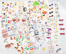 Mrs. Grossman's 38 Long Strips of Vintage Stickers Lot Animals Bugs School Food