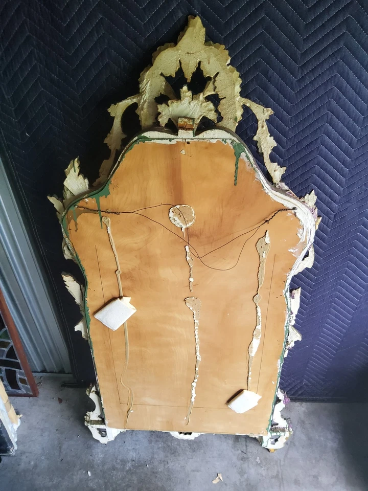 Espejo pagoda madera tallada a mano vintage, antiguo Foto 3 de 4