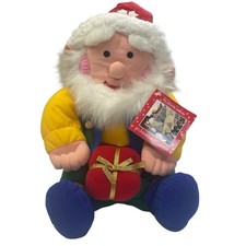 International Silver Co Santa Plush Figure w/ Gift Tag 1990s VTG