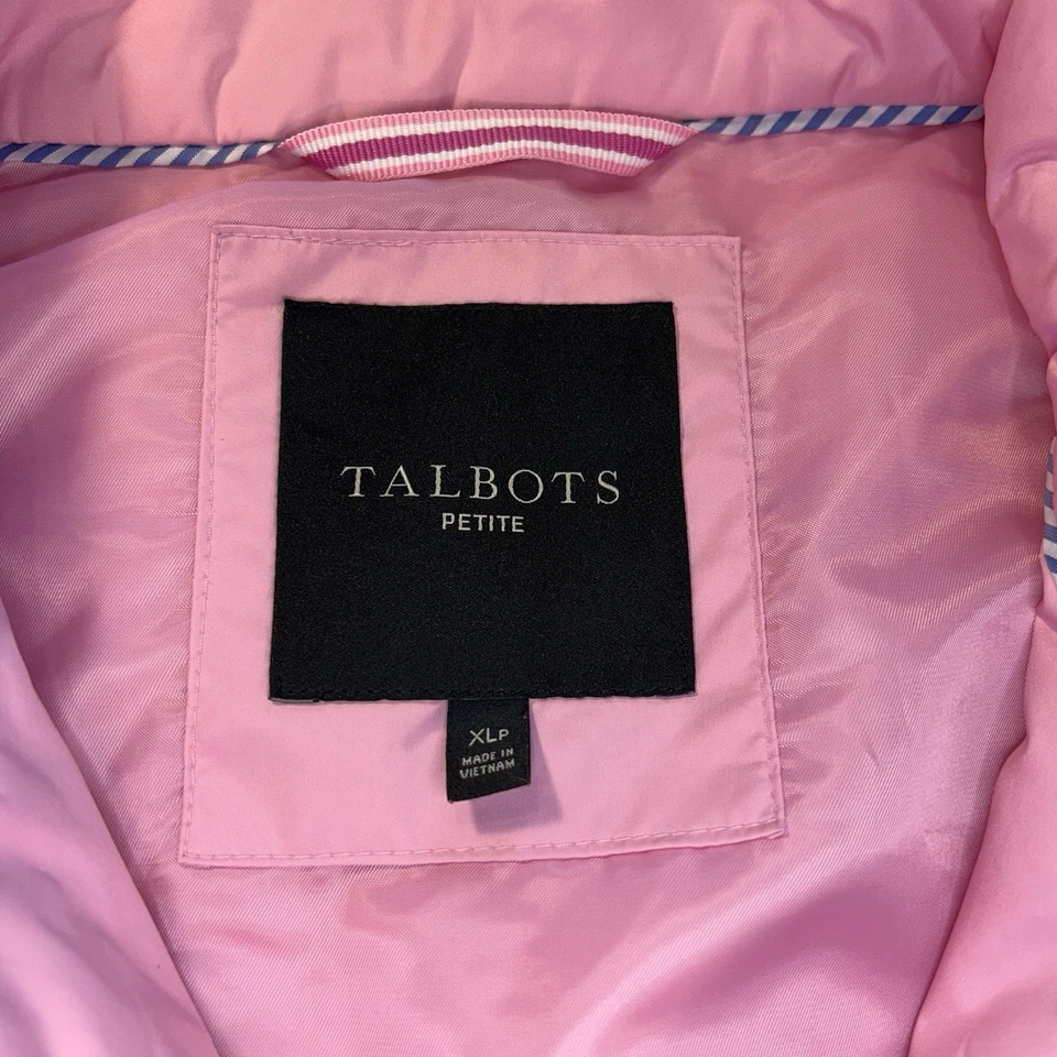 Chaleco acolchado Talbots Petite XL | Espalda ceñida ajustable | Rosa con tubería Foto 2 de 4