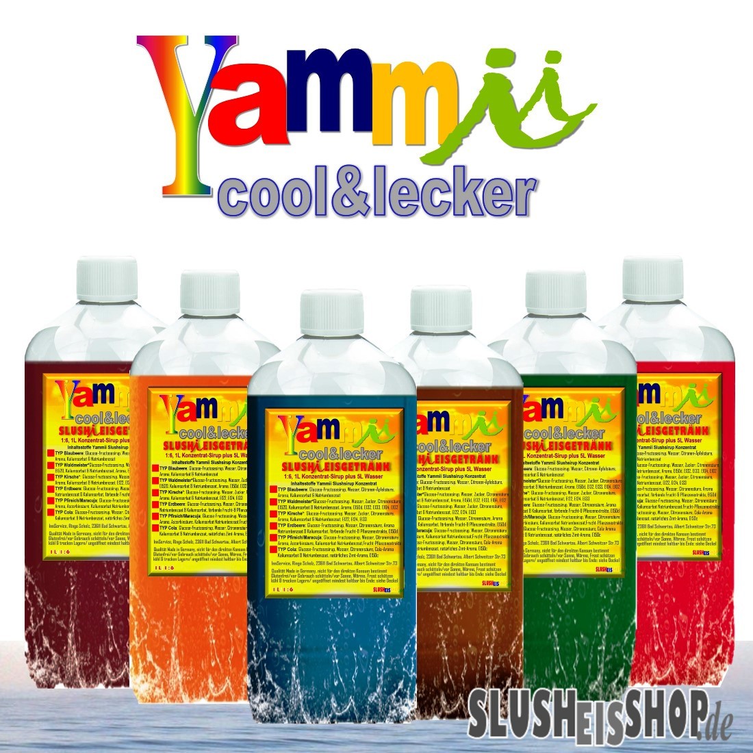 AKTION Slush Eis Sirup 6x 1L 6 Sorten Yammii Konzentrat Slushsirup Glycerin frei
