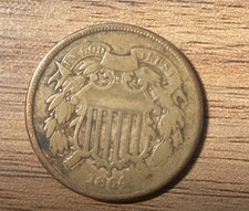 1864 Two Cent FULL Motto Piece 2c Ungraded Date Civil War Era U.S. Copper Coin