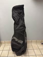 Vintage Ping Staff Golf Bag 6 Way Divider Single Strap 7 Zippers Black Rain Cov