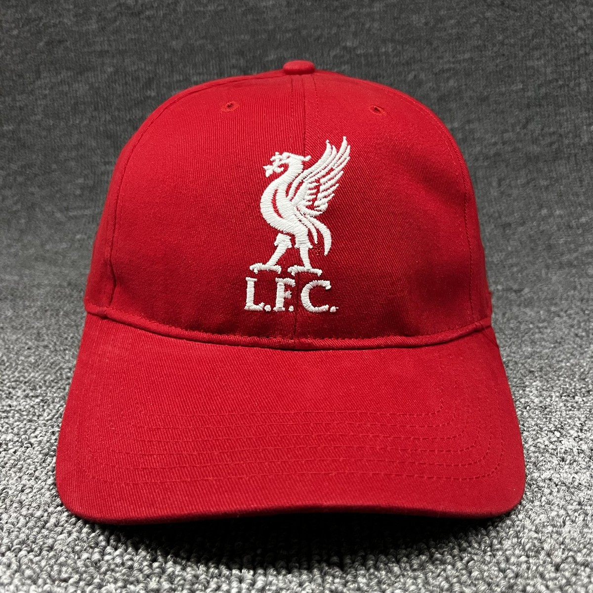 Official Liverpool FC Red Core Baseball Cap White LFC Logo Adjustable Hat NEW
