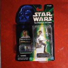 Star Wars Power Of The Force Luke Skywalker w  T-16 Skyhopper CommTech 1999 MIB