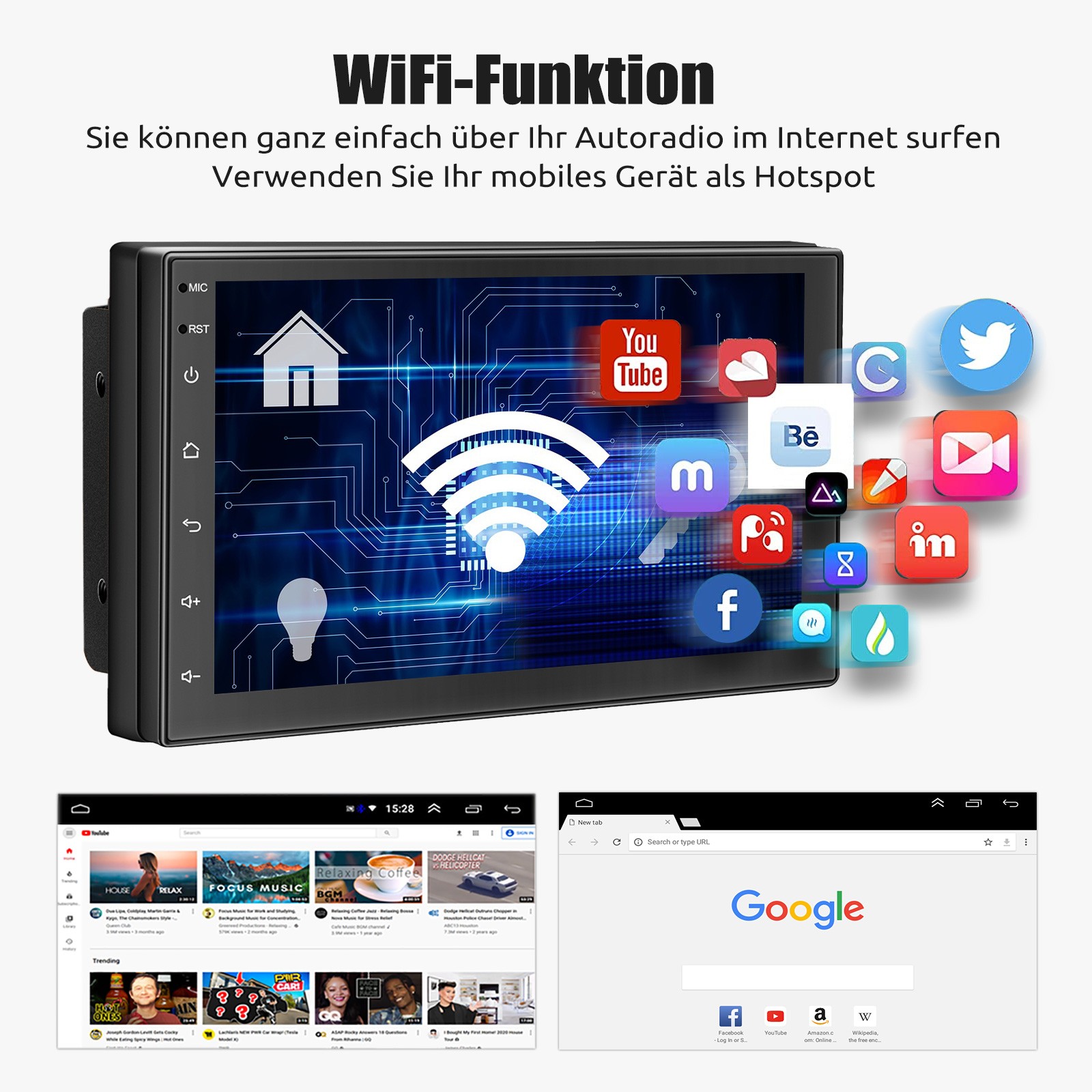 Autoradio 2 DIN 7'' Android con Carplay e GPS foto 5