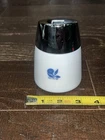 Vintage Milk Glass Blue Cornflower Sugar Dish  Dispenser Chrome Lid Dripcut
