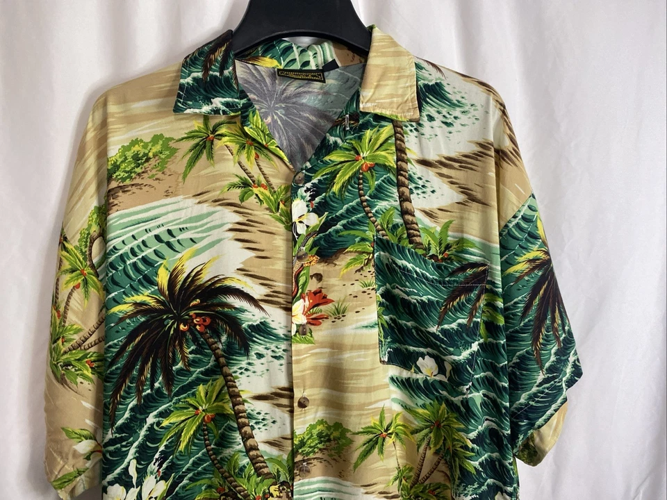 Camisa Monzini Rayón Campamento Hawaiano Manga Corta Para Hombre Mediana Foto 4 de 4