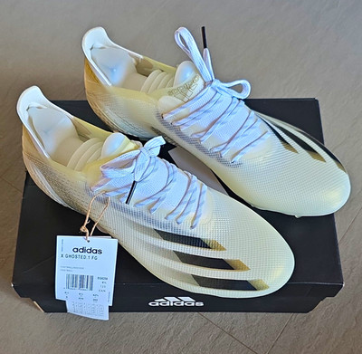 adidas X GHOSTED.1 FG Stollen Herren Schnürung - EUR 42 2/3 - Weiß/Schwarz/Gold