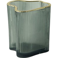 Ihr Glasvase Mit Goldrand Geriffelt Windlicht D 10 X H 10 Cm GrüN