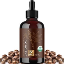 Organic Castor Oil Glass Bottle - 100 Pure Castor Oil Organic Cold Pressed Un...