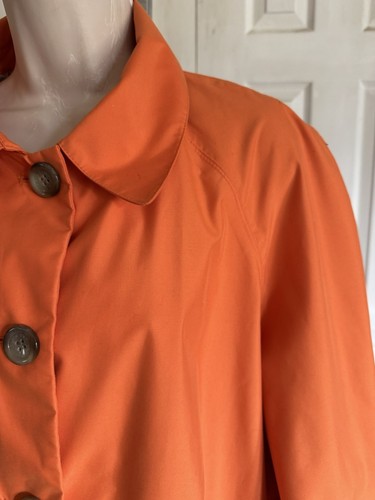 LANDSEND Regen oder Glanz Frühlingsjacke Mantel orange 6 Knöpfe Kragen Pattentaschen 1X - Bild 4 von 11