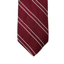 Brooks Brothers Mens Silk Repp Stripe Tie Burgundy Red White Made in USA RN93986