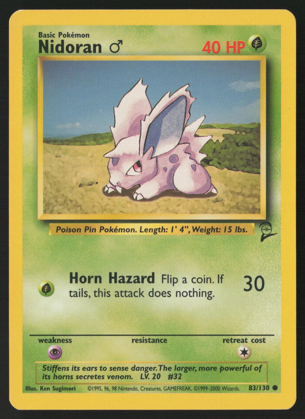 Nidoran M 83/130 Common Base Set 2 Pokemon Lightly Played