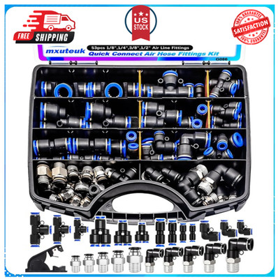 Quick Connect Air Hose Fittings Kit,1/8,1/4,3/8,1/2 Push to Connect Fitting,