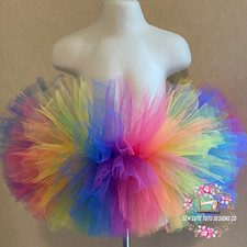 Rainbow fluffy tutu skirt for girl ages newborn to 6 years old.