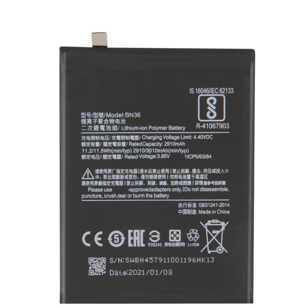 Batterie BN36 pour Xiaomi Mi A2 et Mi 6X composant de remplacement Li-Polymer