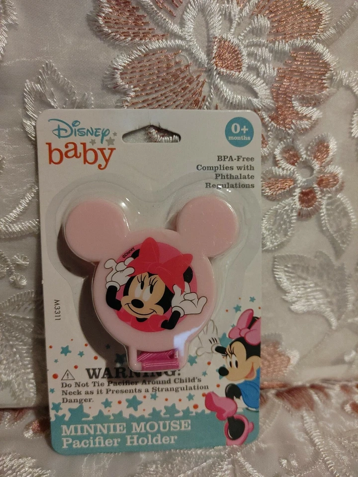  ¡NUEVO!! Disney Baby Minnie, Mickey Mouse Rosa Azul Chupete Soporte Clip Libre de BPA Foto 3 de 3