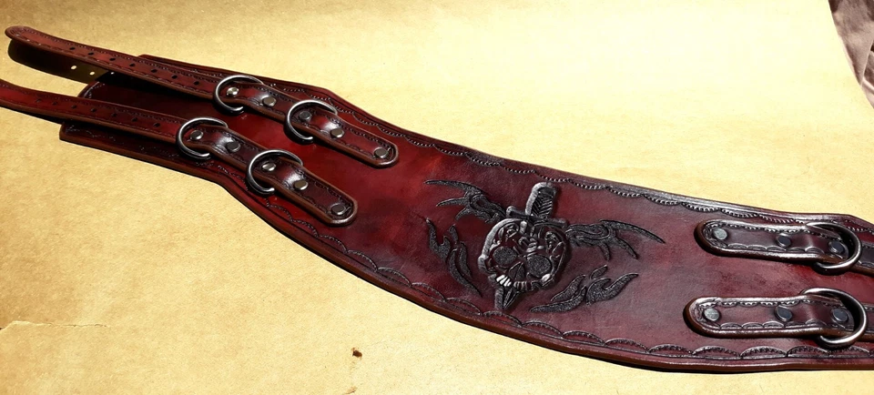 Cinturón Steampunk Seven Rivers, Caoba, Herrajes de Metal Sólido, Cintura 37"-42" Foto 2 de 4