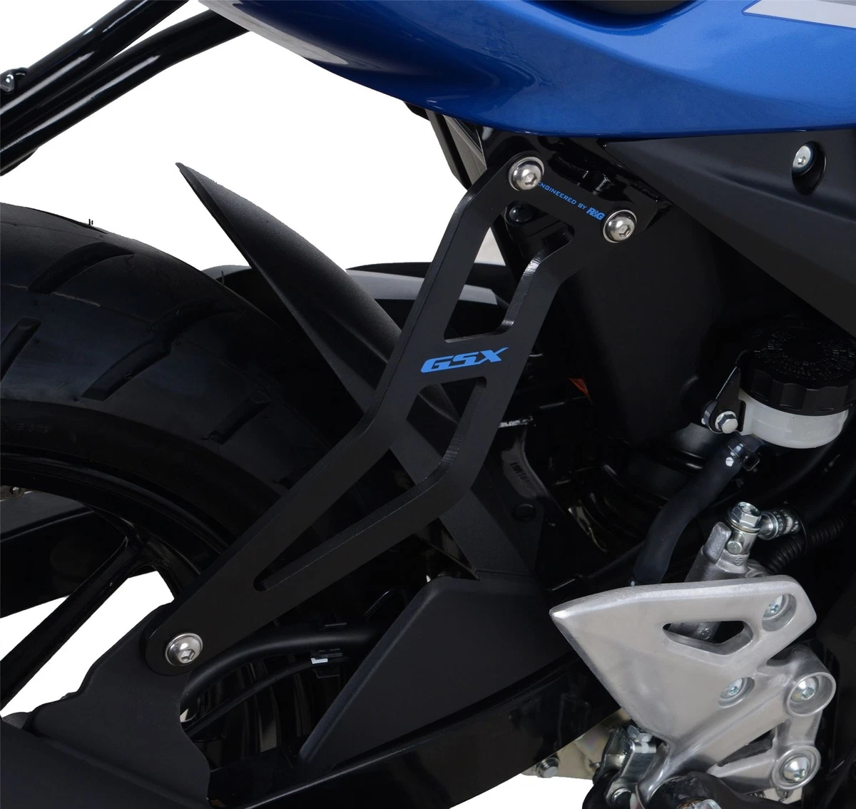 R G Exhaust Hanger Blanking Plate Kit Red Logo Black Suzuki