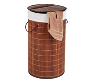 Wenko WäSche Truhe Bamboo 55 L Korb Sammler Box Tonne Deckel Bambus Braun Bad Wc