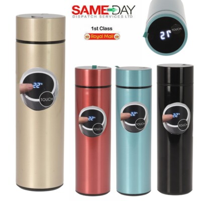 Vacuum Insulated Stainless Steel Thermos Flask Water Bottle With  Thermometer - Main Image