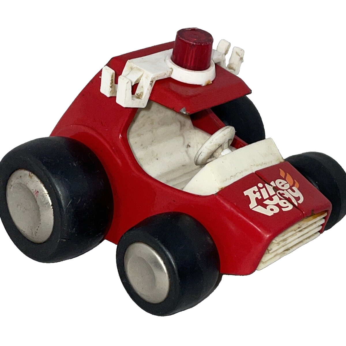 Vintage Buddy L Red And White Fire Buggy Toy Push Along