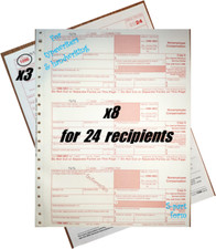2024 IRS Tax Form 1099-NEC Carbonless for 24 recipients  3 1096 --- NO Env