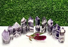 Wholesale Lot 1 Lb Natural Dream Chevron Amethyst Obelisk Tower Point Crystal