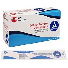 Tongue Depressors Wood, Sterile Senior 6" 100 per Pack 4314, 20 OFF 