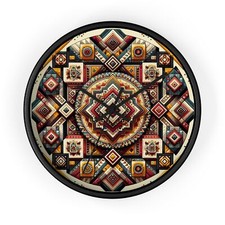 Home Decor Wall Clock Ethnic Patterns Vivid Textile Art Tapestry