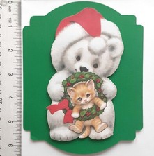 Santa Bear Kitten Christmas Dinmensional Card Front Scrapbook Embellishment 408
