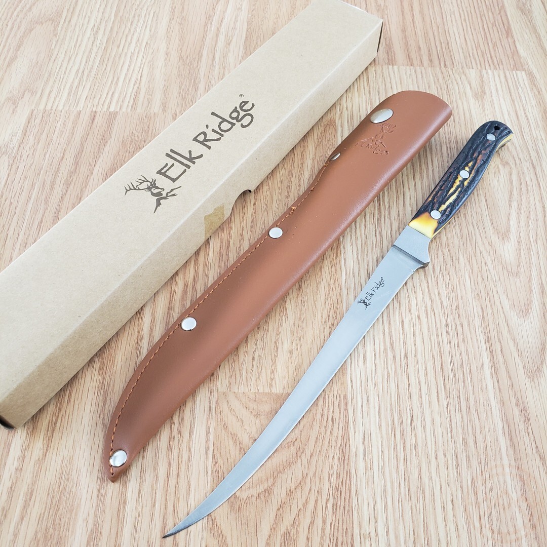 Elk Ridge Kitchen Knife 7.5" Satin Finish 3Cr13 Steel Fillet Blade POM Handle