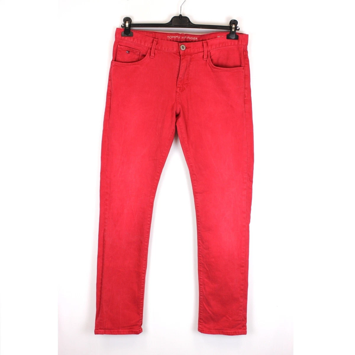 TOMMY HILFIGER HUDSON Trousers Size W33 L34 Fit Red Cotton k6238 | eBay