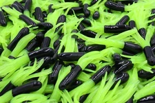 100 pk 1.5" Black / Chartreuse Crappie Fishing Tube Jig Skirts Bluegill Perch