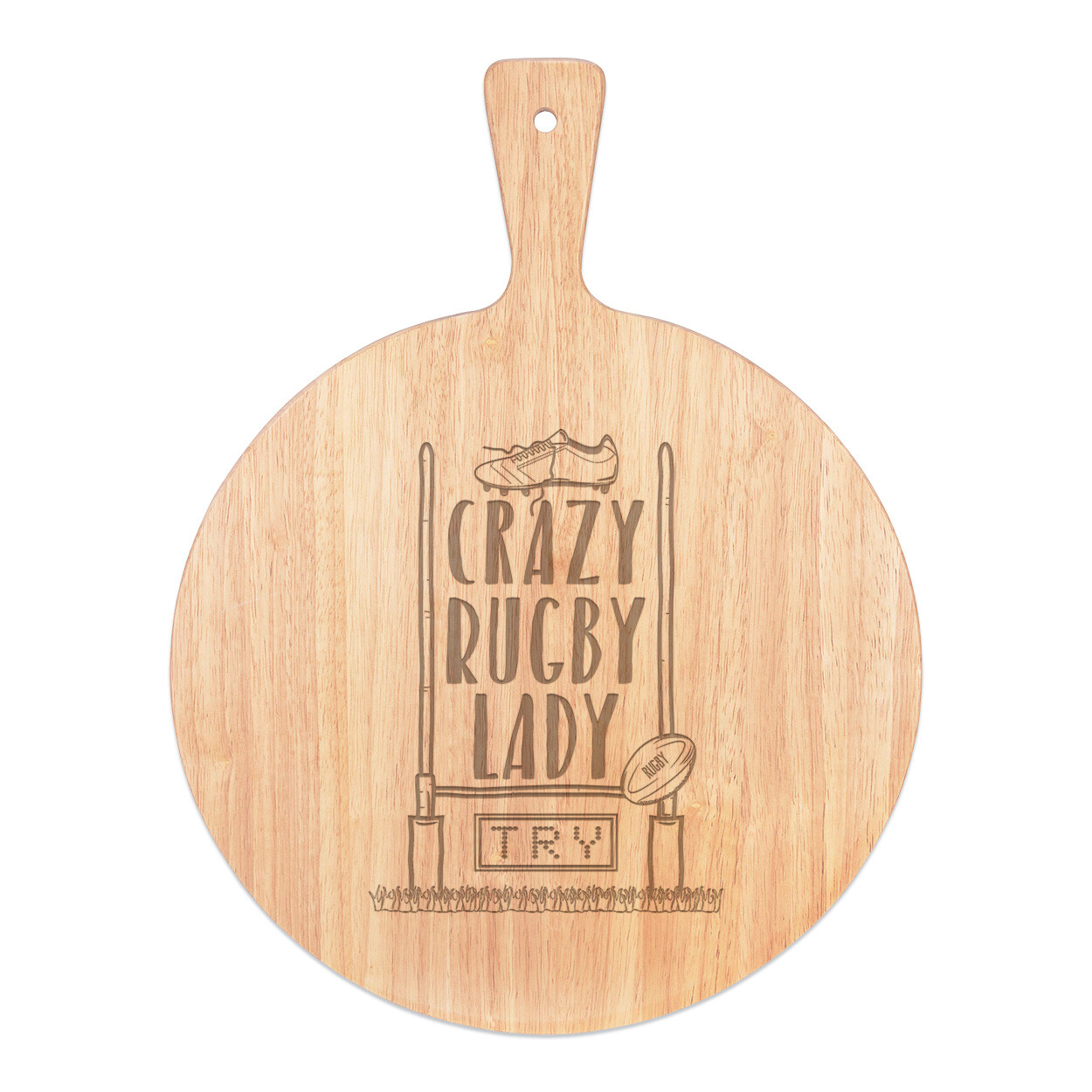 Crazy Rugby Lady Pizza Board Paddle Wooden Funny Union Sport